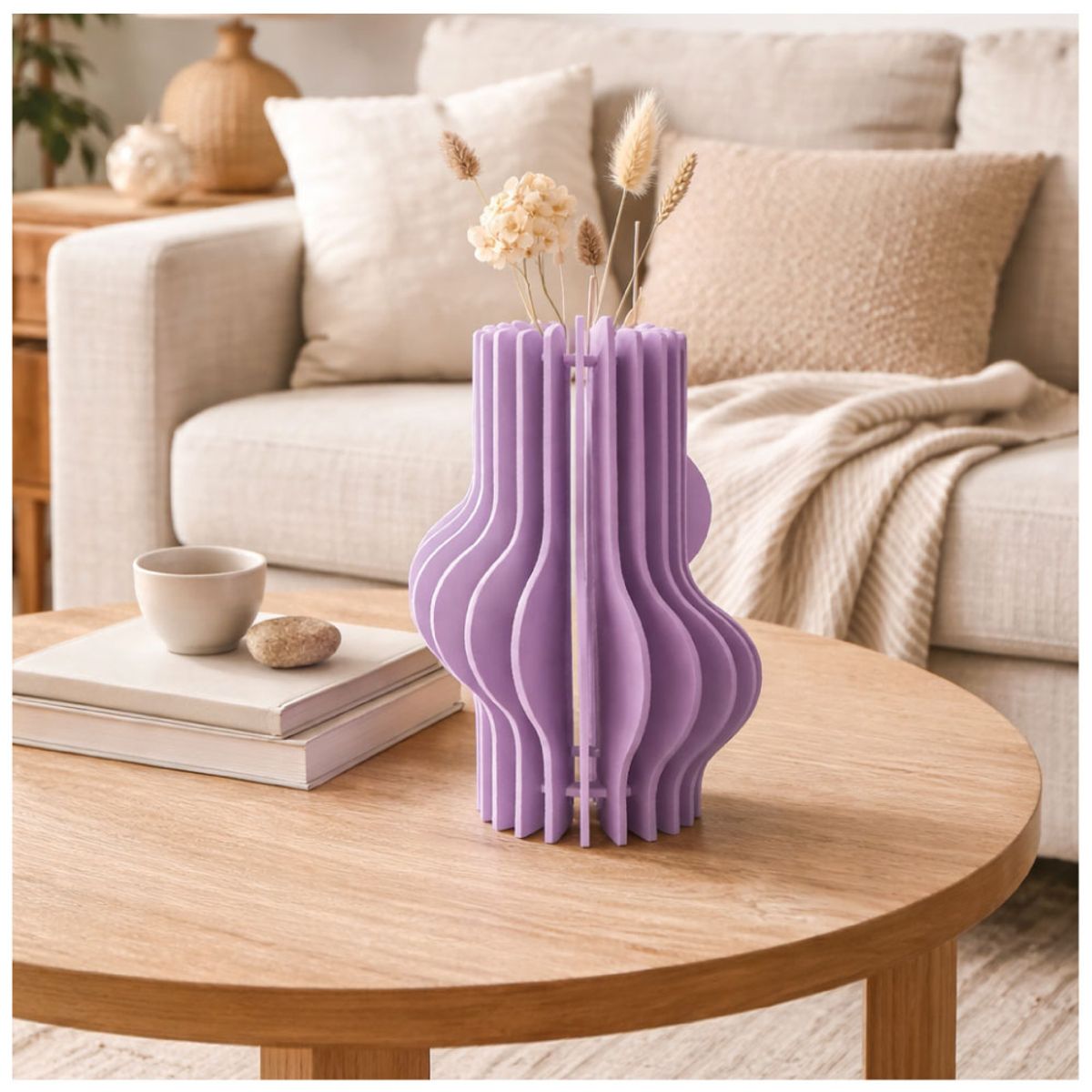 GENERICO - Florero Decorativo Lila Moderno para Flores Secas