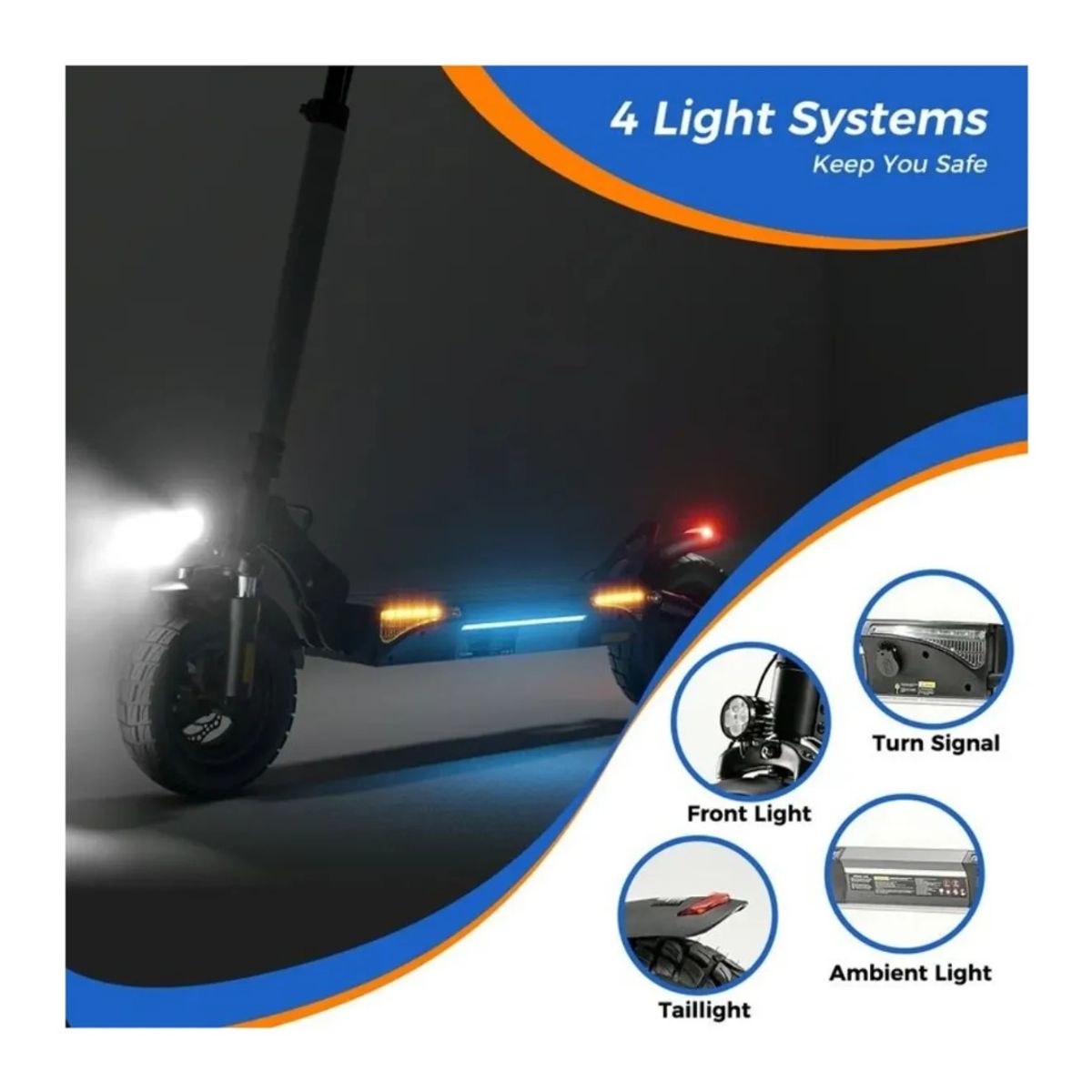 KRONO - Scooter Eléctrica Plegable T4 Todoterreno Doble Suspensión 800W