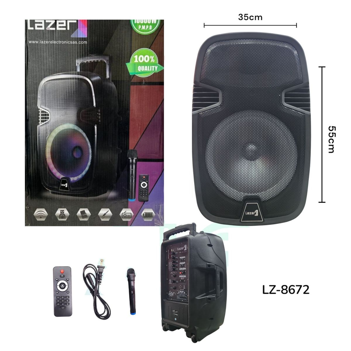 LAZER - Cabina 12 Parlante Con Luces Ritmicas Bluetooth Recargable 12