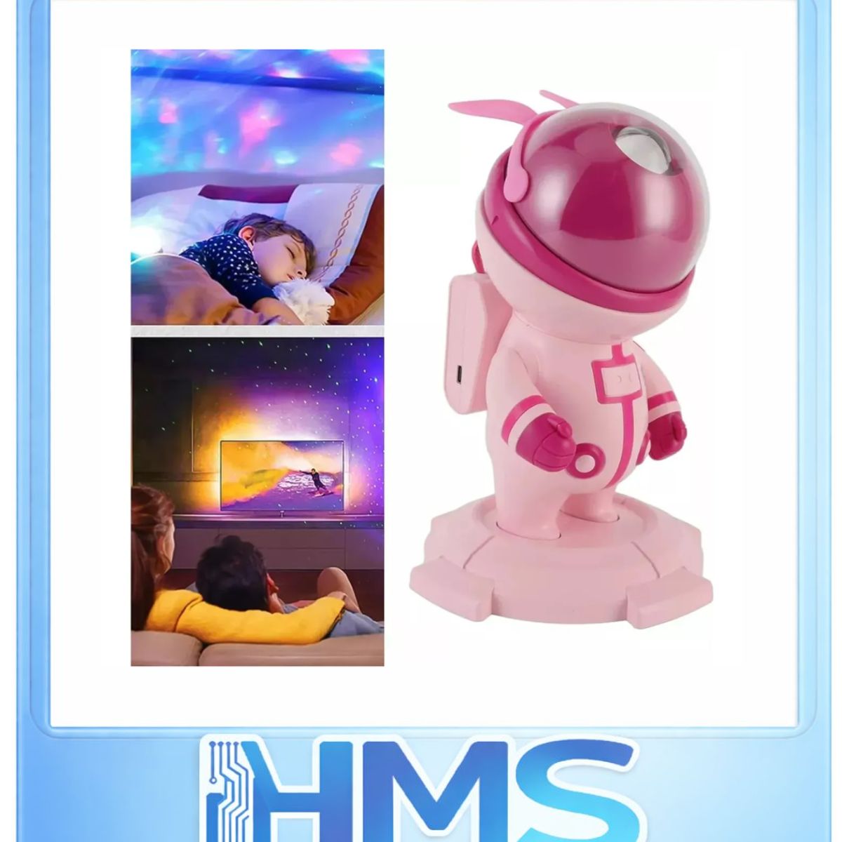 GENERICO - Proyector Estrellas Astronauta Conejo Con Parlante Luz Nocturna LED Para Niños