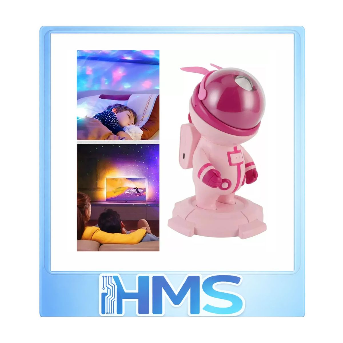 GENERICO - Proyector Estrellas Astronauta Conejo Con Parlante Luz Nocturna LED Para Niños