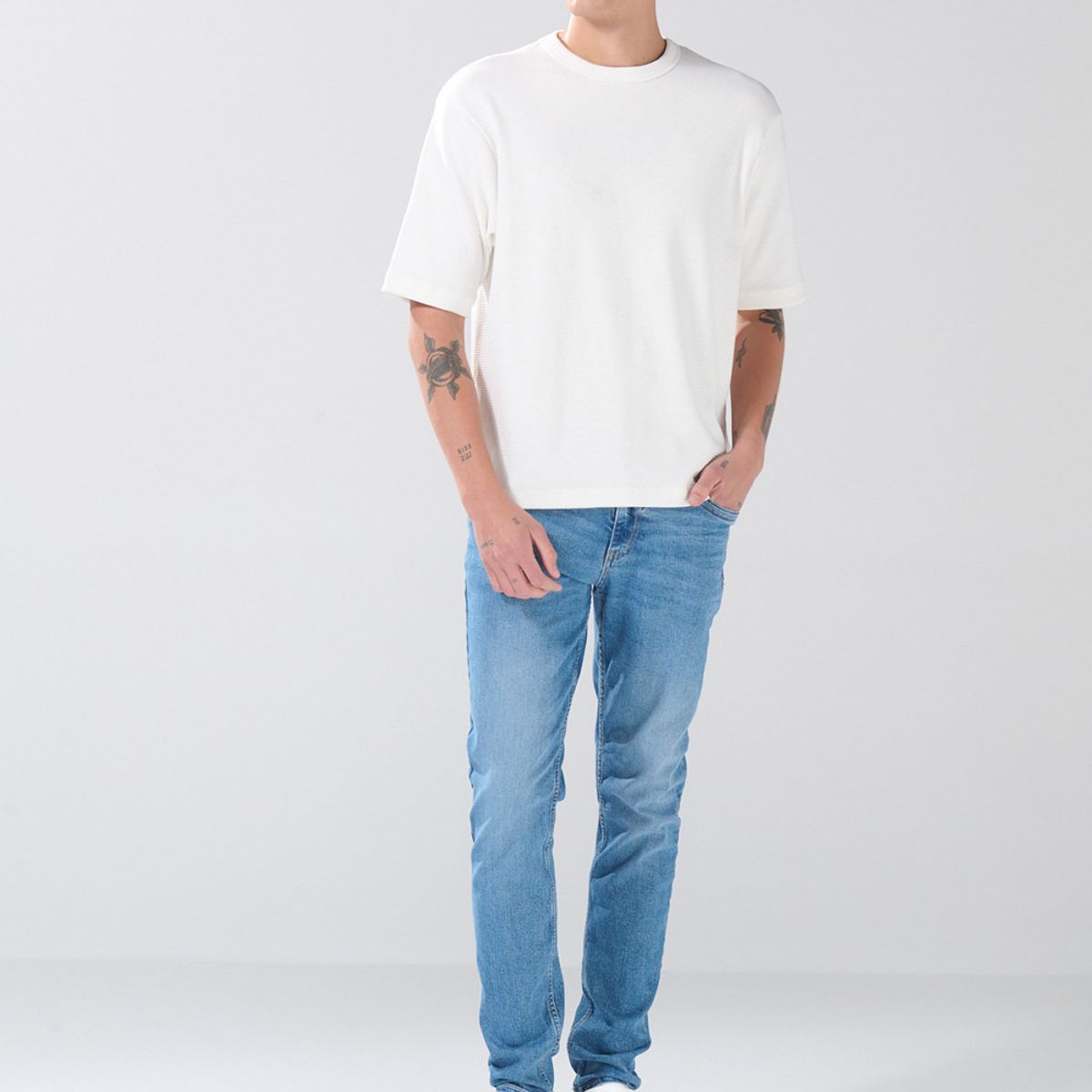 KOAJ - KOAJ Jean skinny azul medio ajustado 5 bolsillos con tiro b Hombre