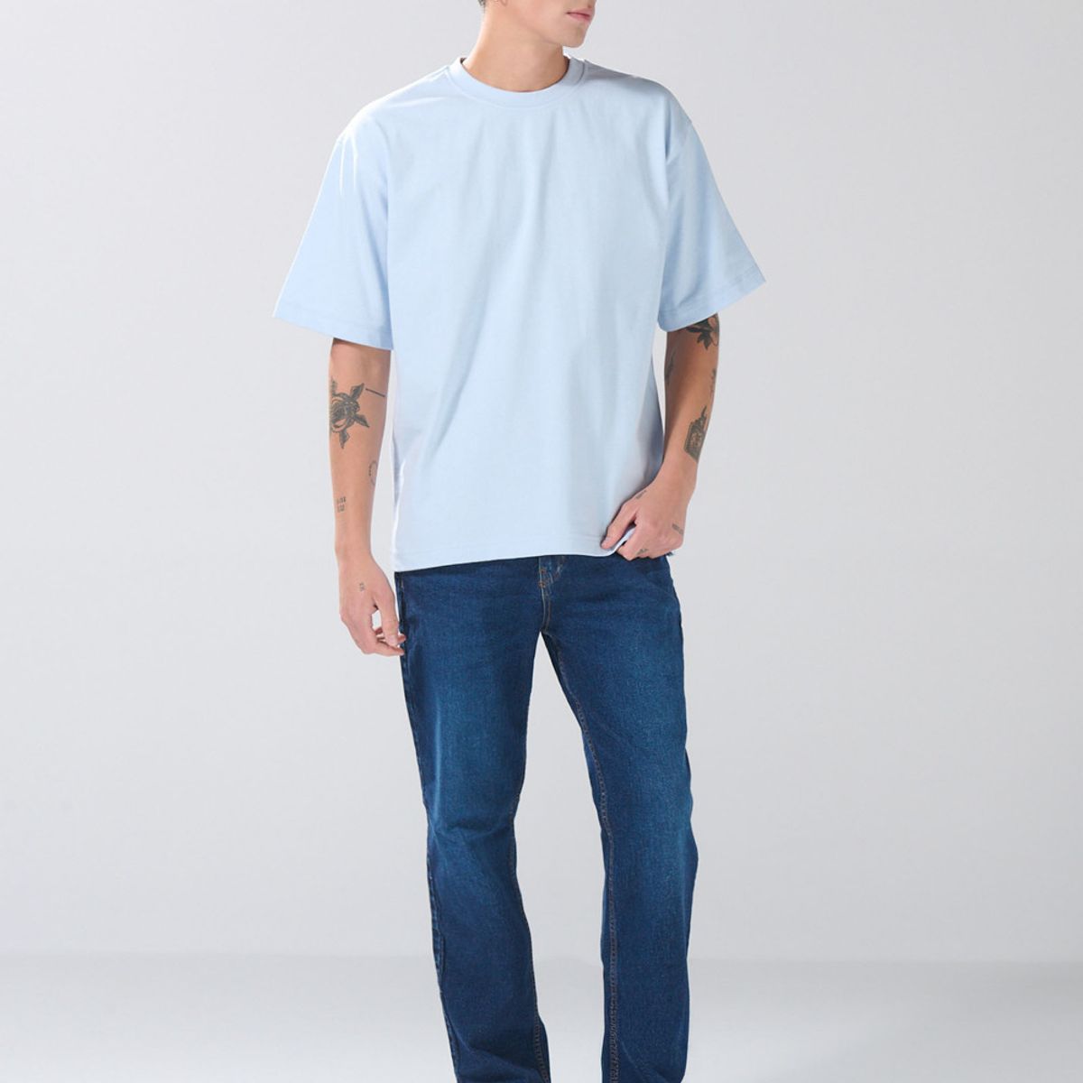 KOAJ - KOAJ Jean straight leg azul bota recta con bolsillos y tiro Hombre