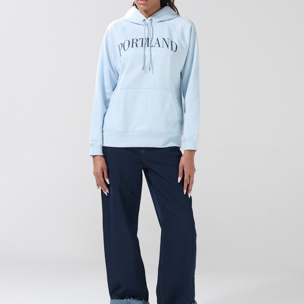 KOAJ - KOAJ Buzo azul claro holgado con capota y diseño college Mujer