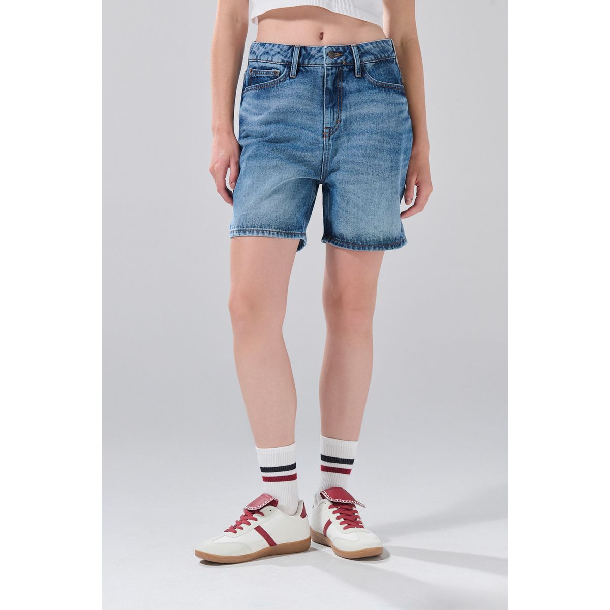 KOAJ - KOAJ Short de jean súper tiro alto azul medio con bolsillos Mujer