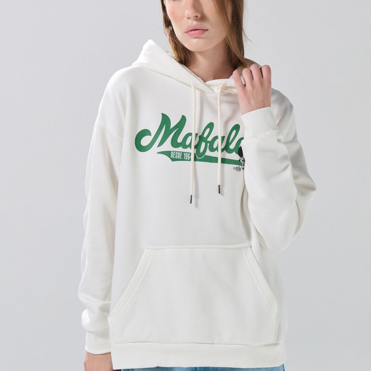 KOAJ - KOAJ Buzo oversize crema de Mafalda con capota y manga rang Mujer