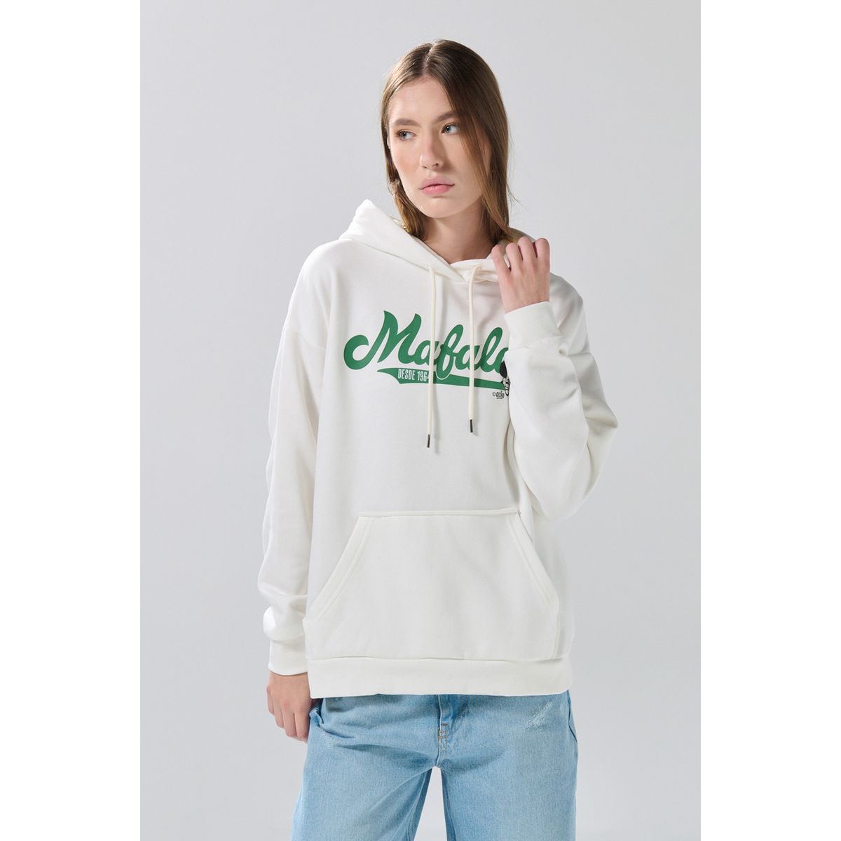 KOAJ - KOAJ Buzo oversize crema de Mafalda con capota y manga rang Mujer