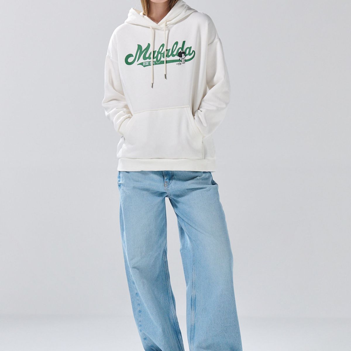 KOAJ - KOAJ Buzo oversize crema de Mafalda con capota y manga rang Mujer