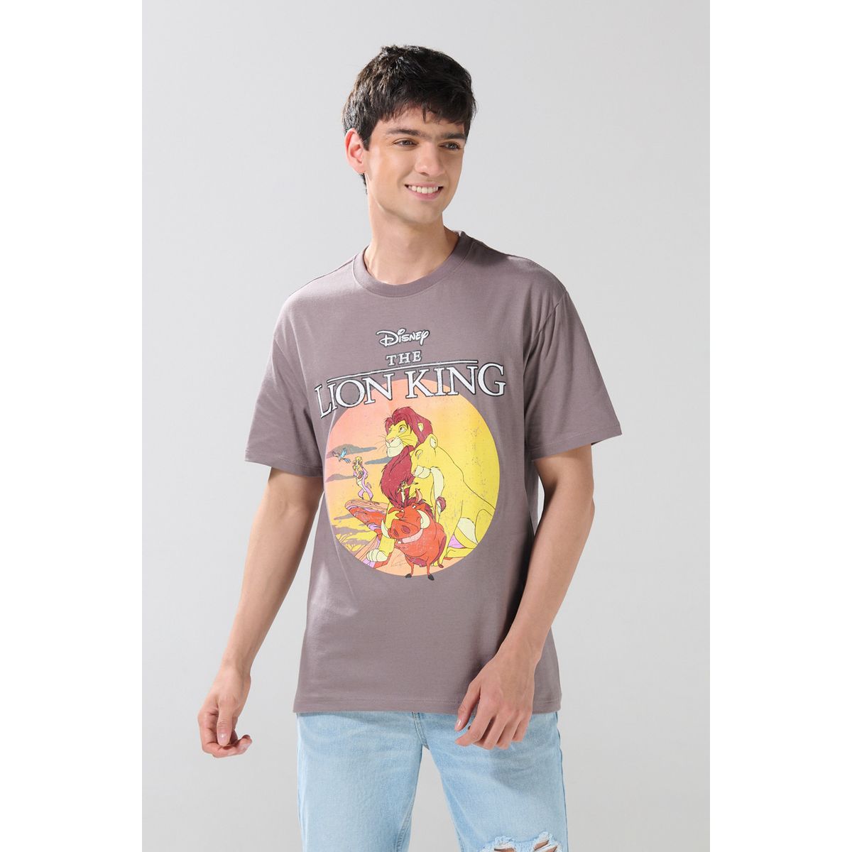 KOAJ - KOAJ Camiseta cuello redondo gris medio con arte del Rey Le Hombre
