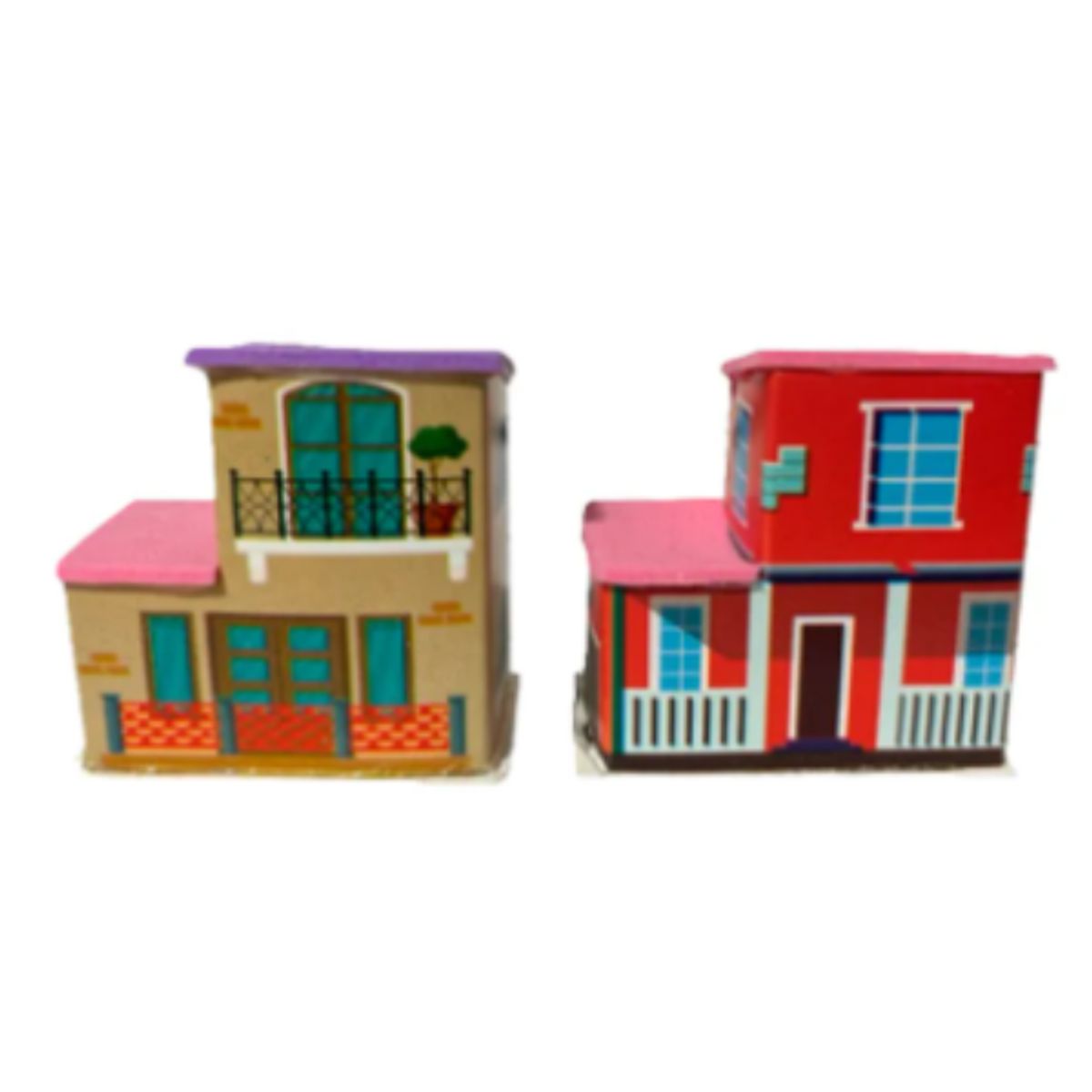 GENERICO - Figura Maqueta Casas Dos Pisos 4x2x4cm De Carton Por 24 Und