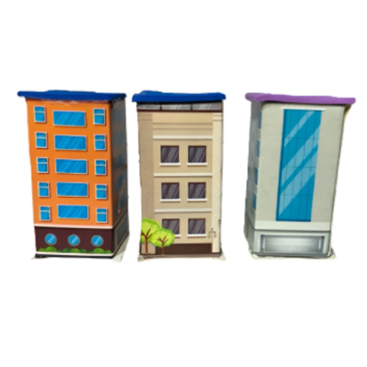 GENERICO - Figura de Maqueta Edificio Peq 2.5x2.5x5cm De Carton x12 Und