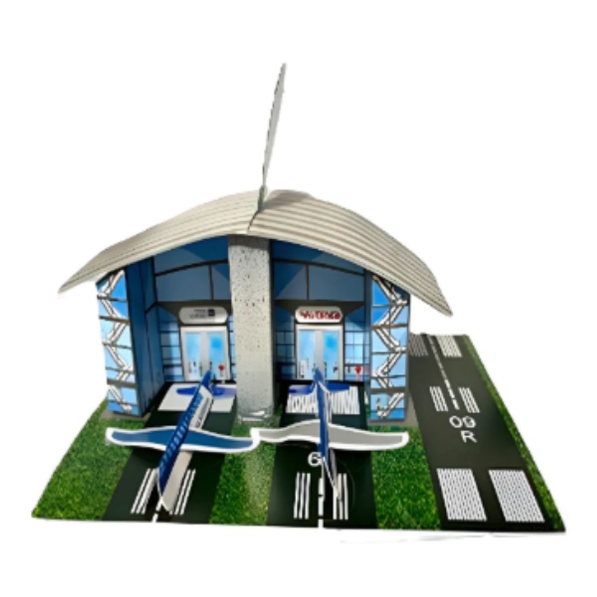 GENERICO - Figura Maqueta AEROPUERTO 15X10X4CM de CARTON por 4 Und