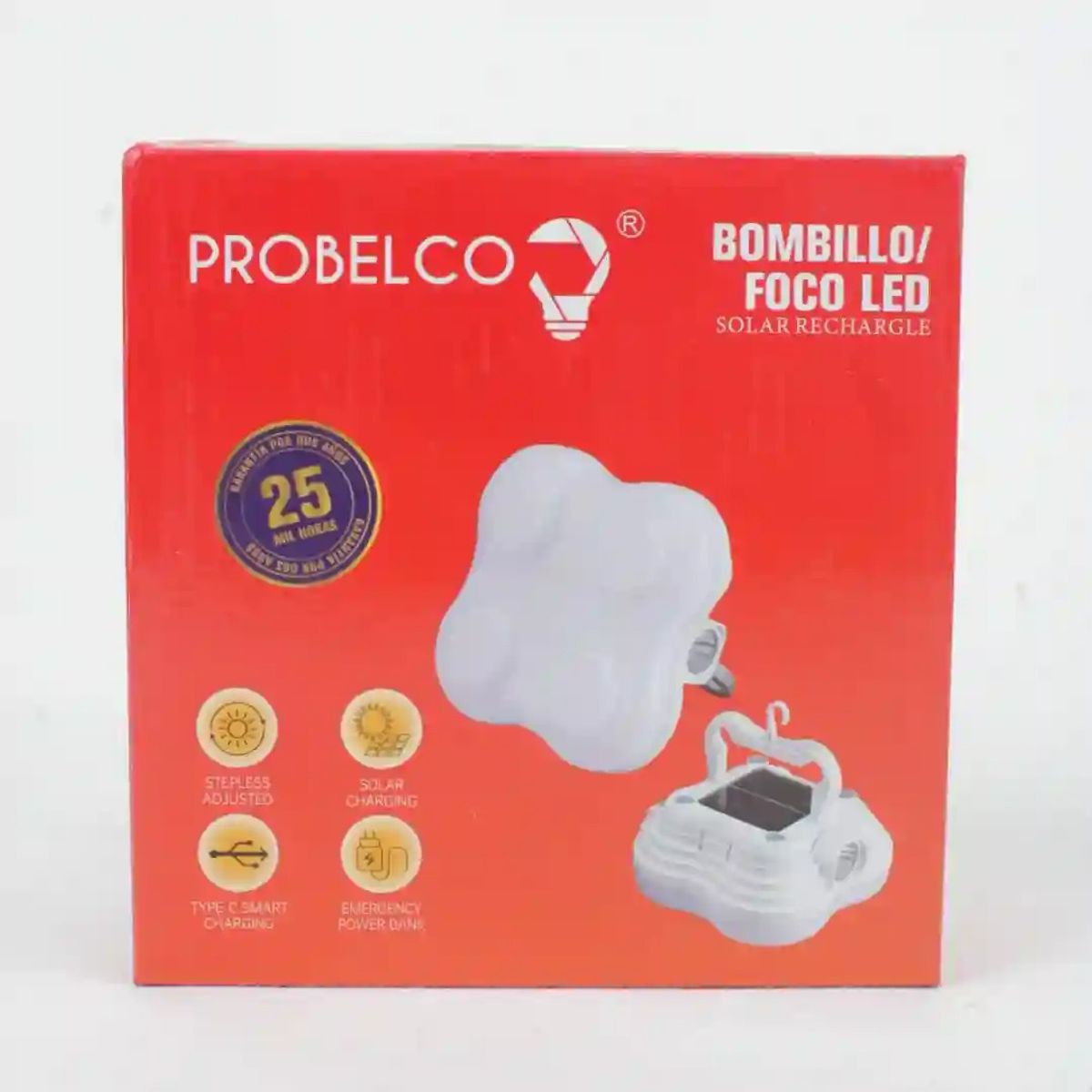 GENERICO - BOMBILLO LÁMPARA SOLAR RECARGABLE PROBELCO 100W GL
