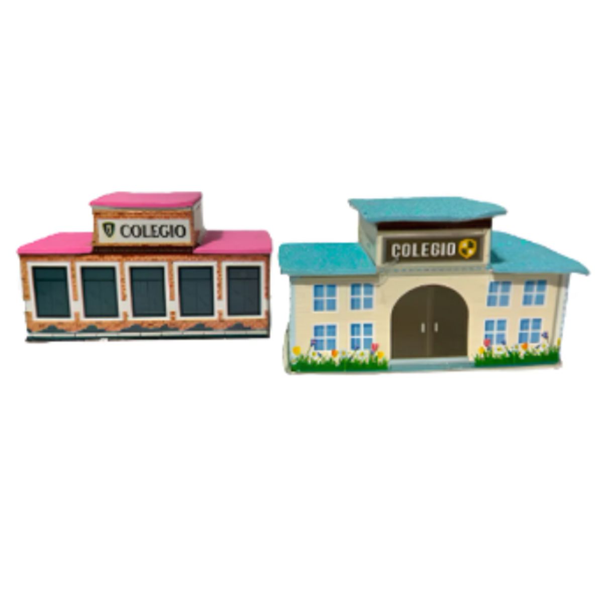 GENERICO - Figura Maqueta COLEGIOS 3.5X8.5X4.5CM de CARTON por 6 Und