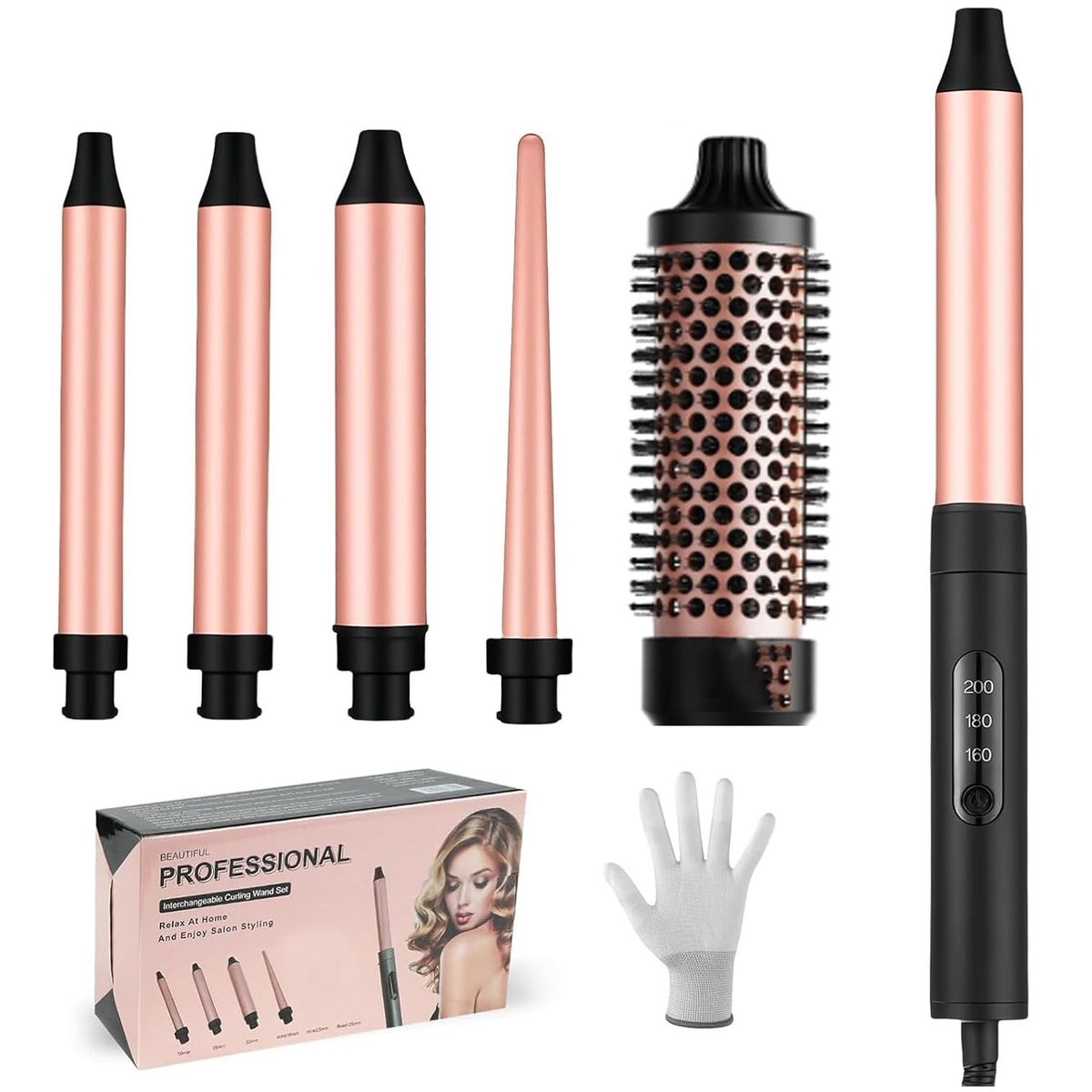 ONE PIXEL - Plancha Rizadora De Pelo Para Ondas Con 5 Pinzas Intercambiables
