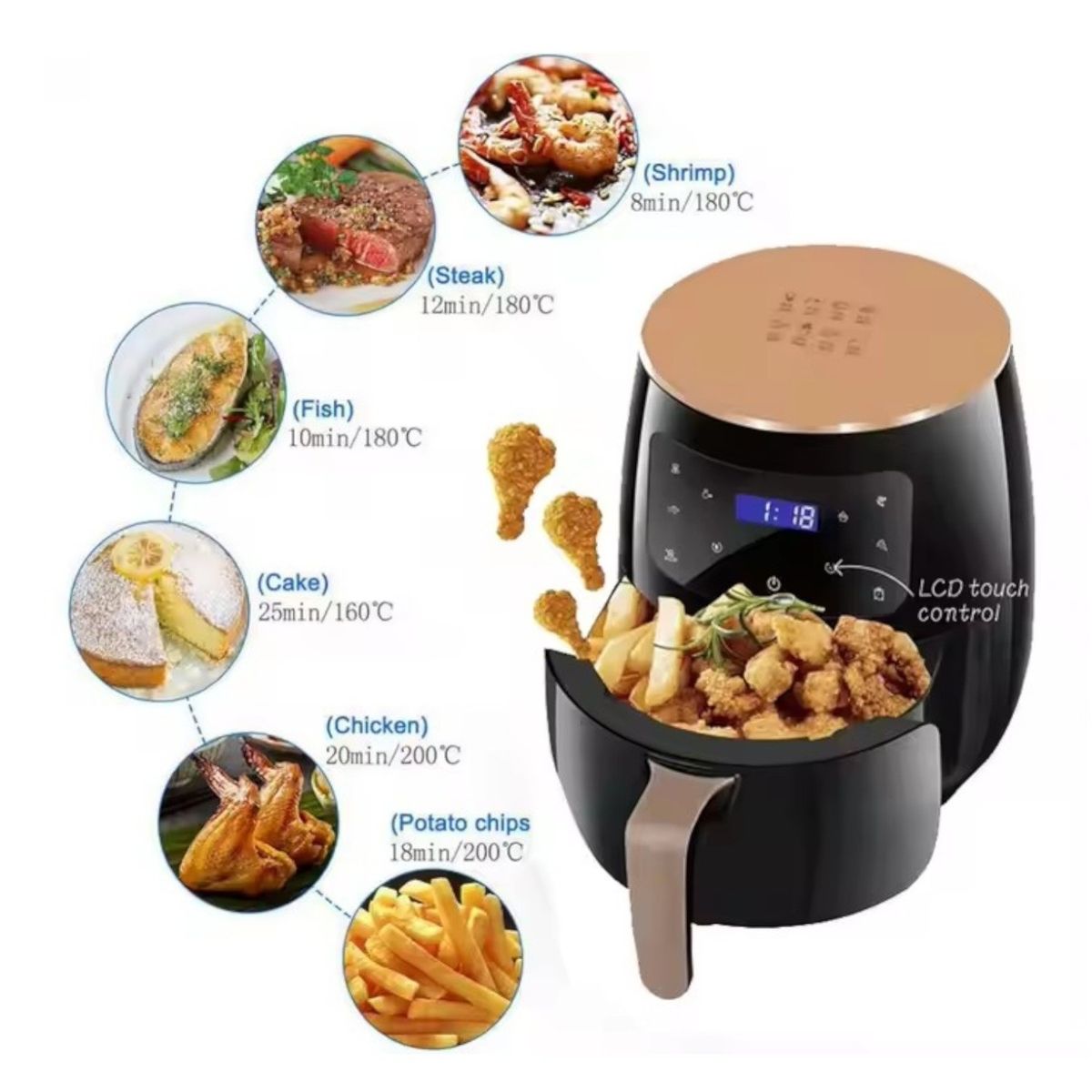 GENERICO - Freidora De Aire 8 Litros Digital  Para Cocina Saludable