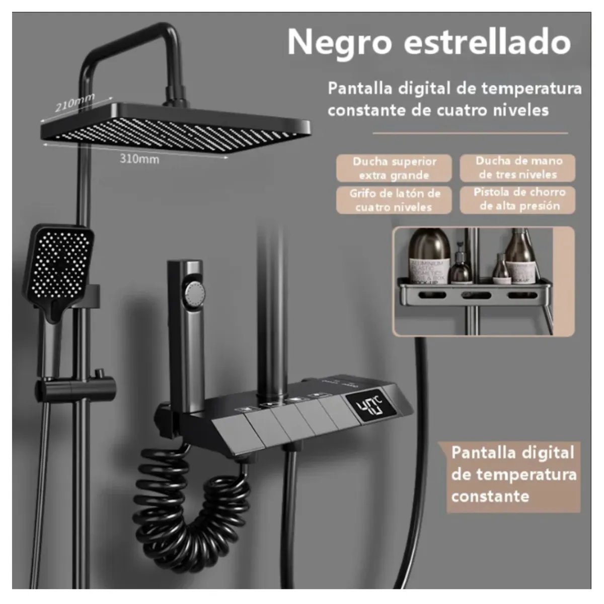 COLME TECHNOLOGY HOME - Ducha Moderna Piano Digital 4 Modos Control Temperatura Lcd
