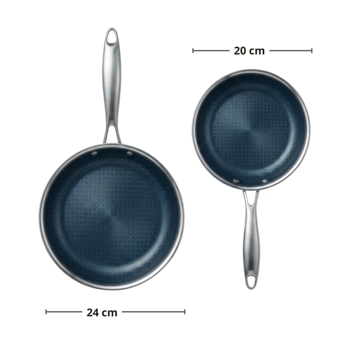 BERGNER - SET 2 SARTENES ACERO INOXIDABLE STEEL BLUE (20CM Y 24 CM)