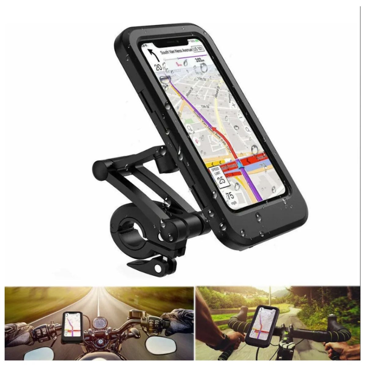 COLME TECHNOLOGY HOME - Holder Soporte Porta Celular Impermebale Moto Bicicleta A1 Negro
