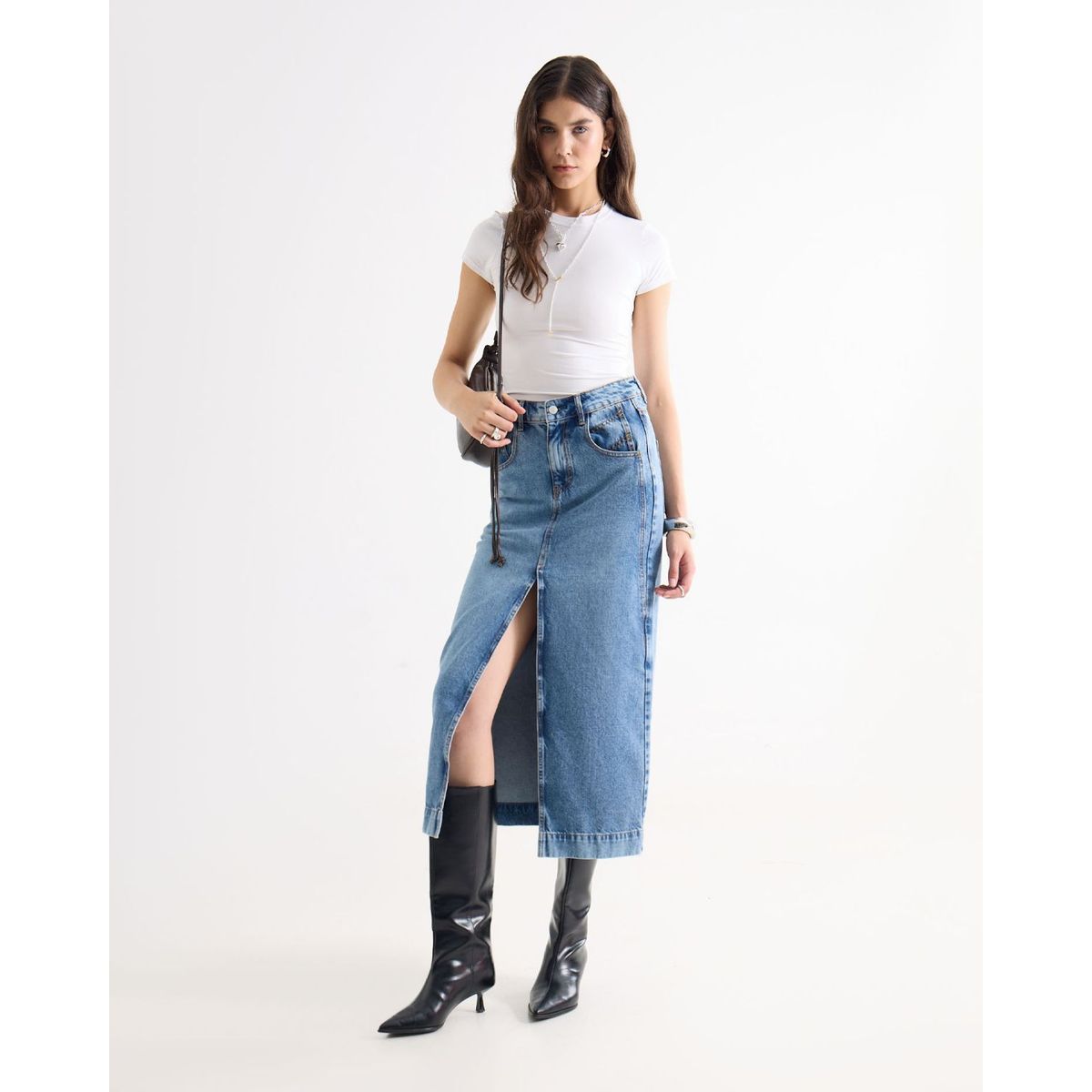 SEVEN SEVEN - Falda Midi En Denim  Para Mujer Azul Seven Seven
