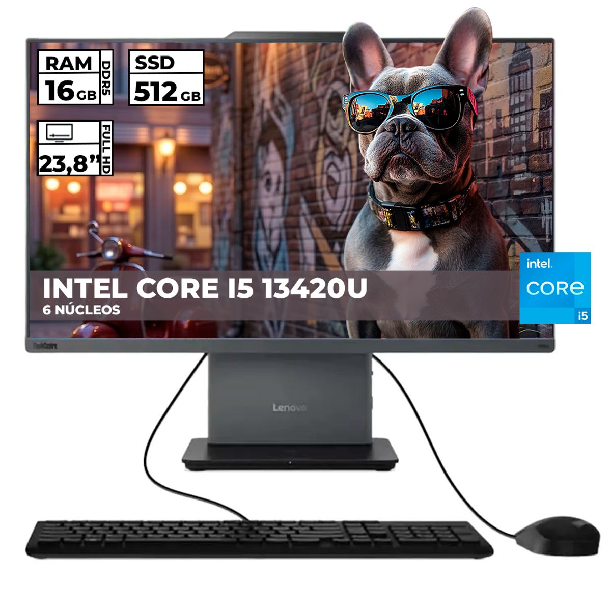 LENOVO - AIO THINKCENTRE NEO 50A 24 GEN 5 INTEL CORE I5 13420U 16GB 512GB 23.8" FHD GRIS LUNA