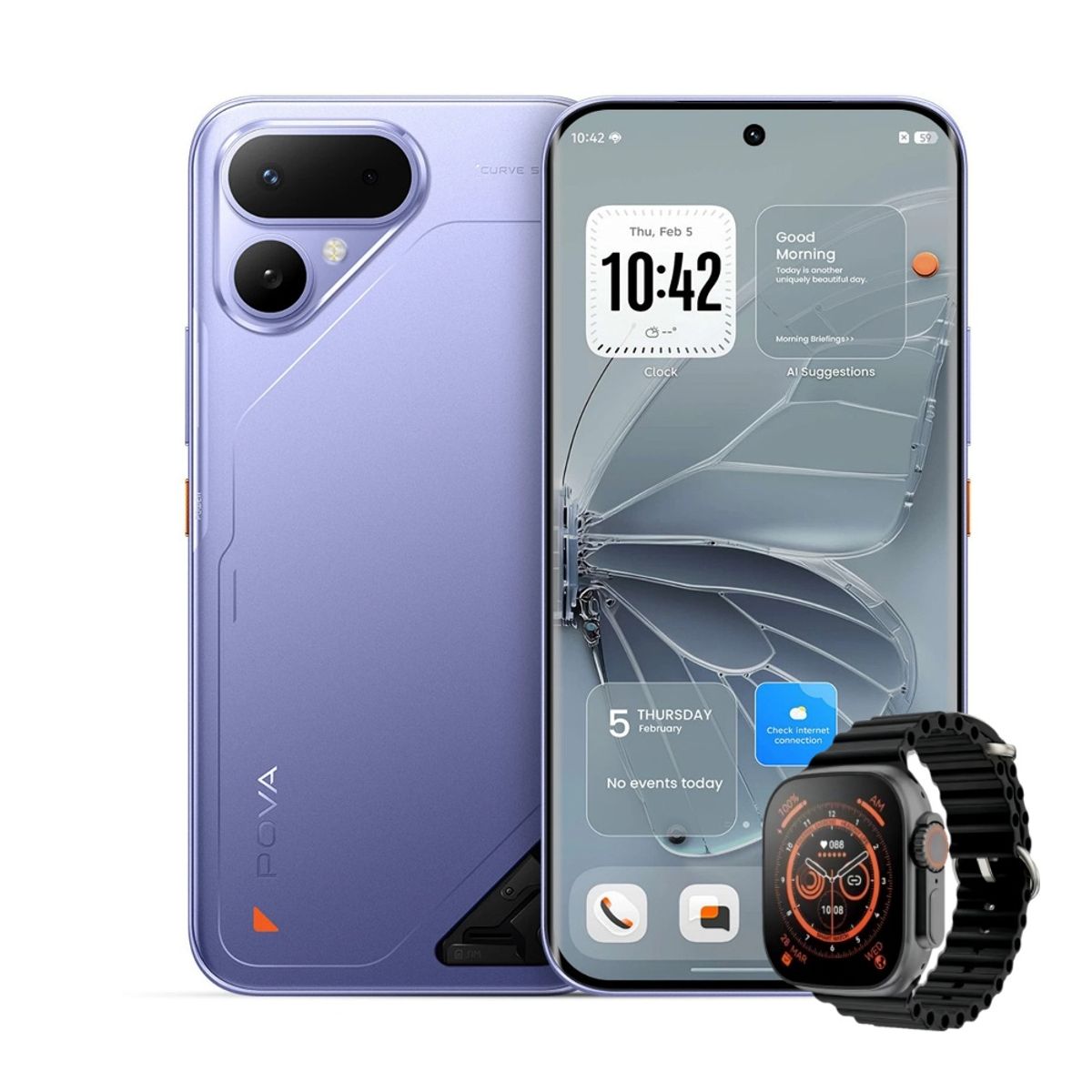 TECNO MOBILE - Tecno Pova Curve 2 5G 256GB 8+8GB Ram Morado + Smartwatch