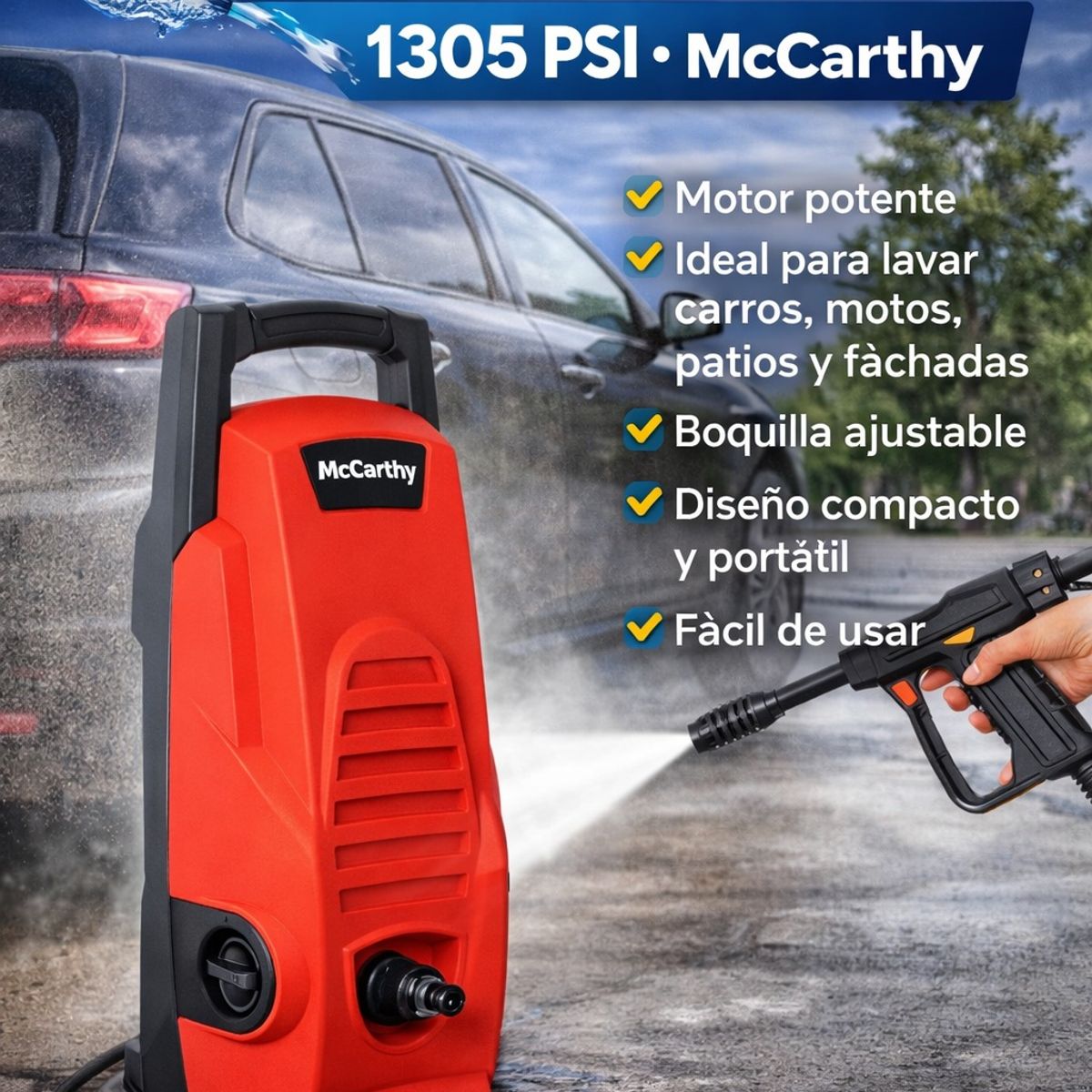 MCCARTHY - Hidrolavadora Mccarthy 1305 Psi + Acople Rápido