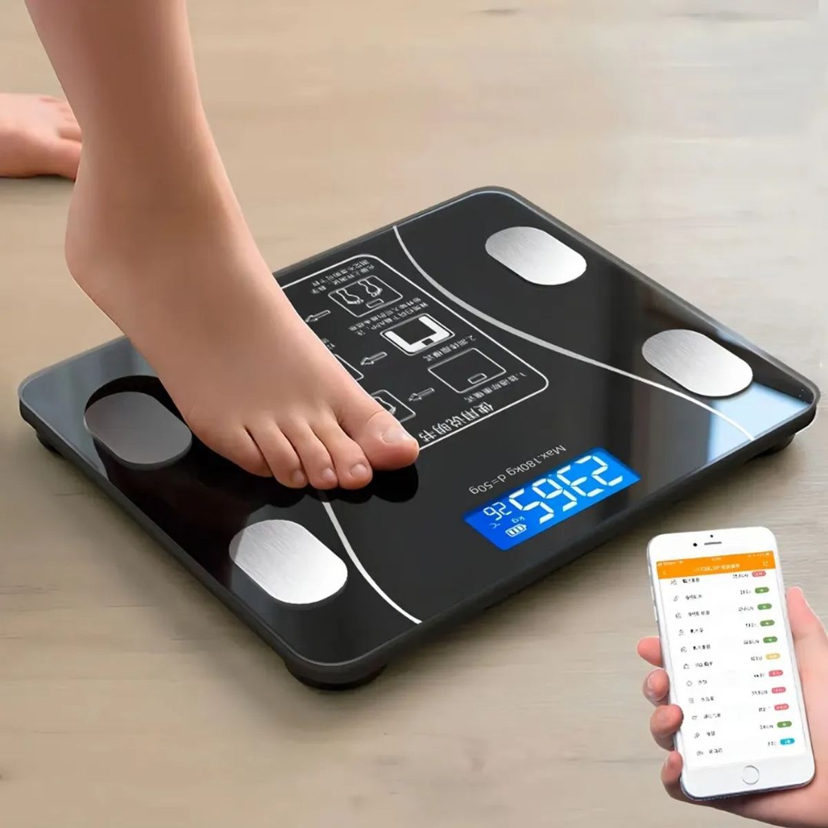 GENERICO - Báscula Digital Inteligente De Vidrio Con Bluetooth Medición De Peso Corporal
