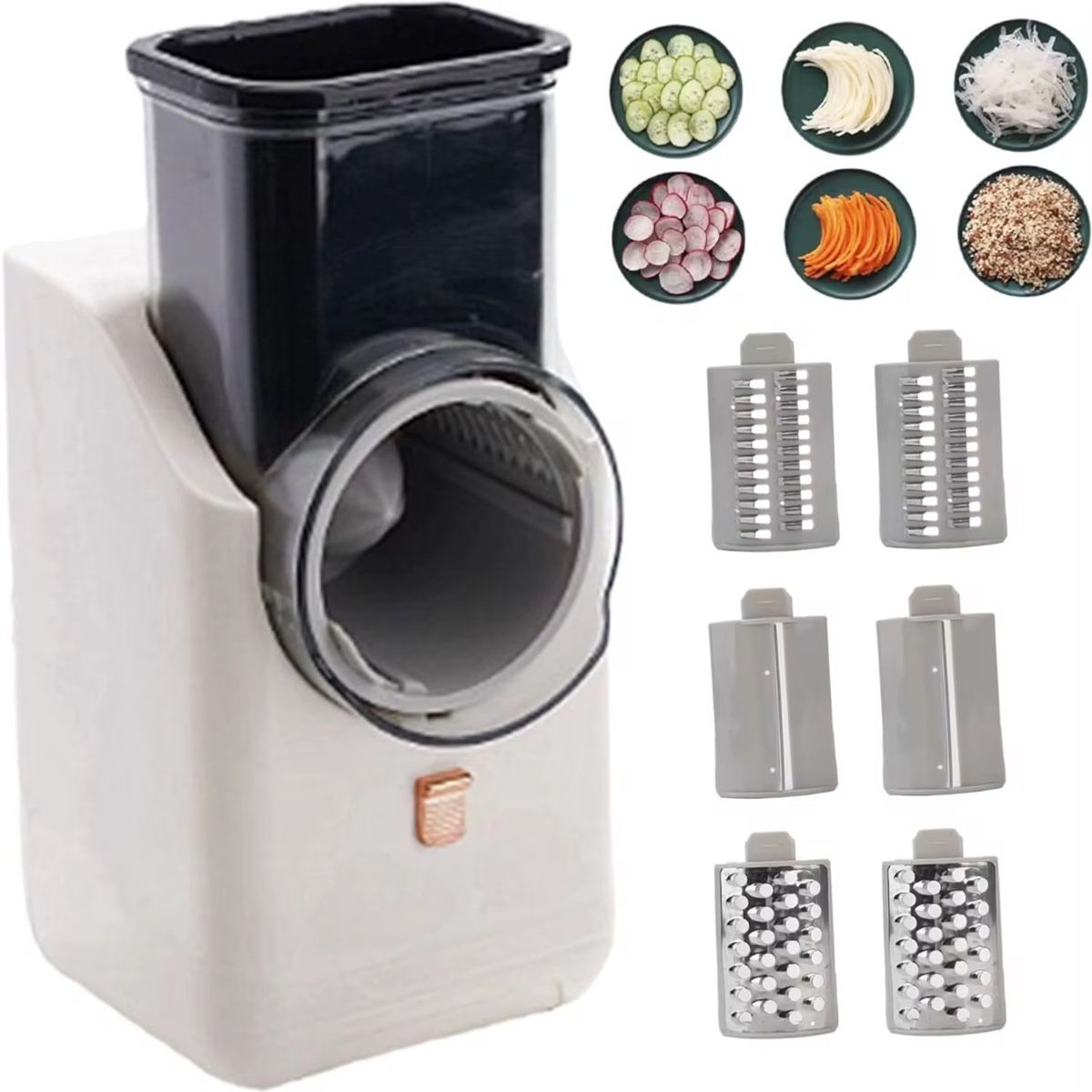 GENERICO - Cortador de Verduras Eléctrico Multifuncional MLY-868A 3 Cuchillas de Acero Inoxidable