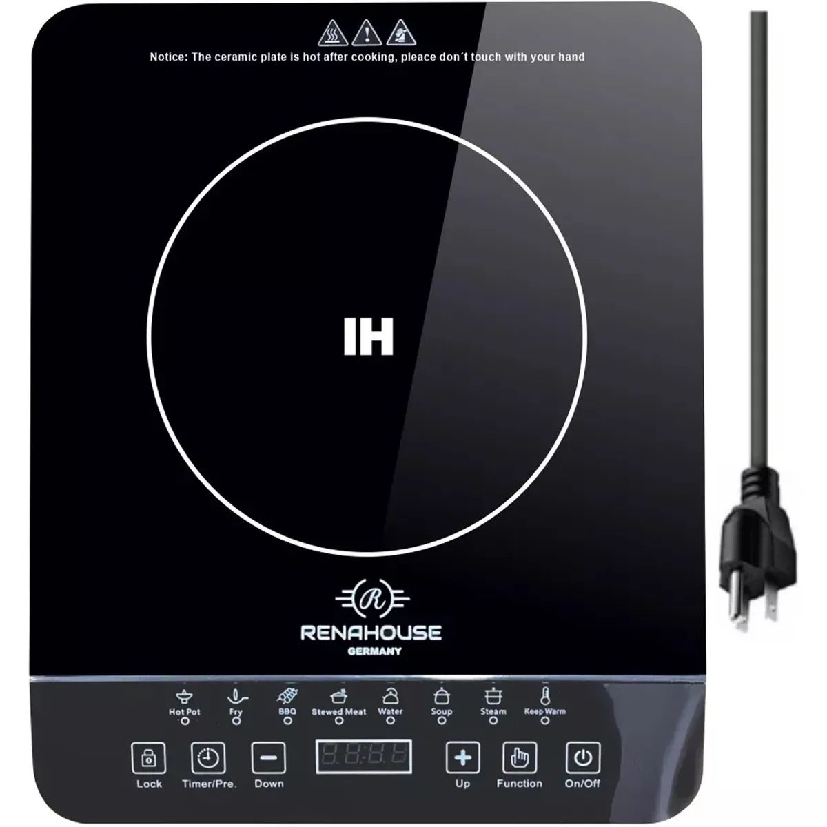 GENERICO - Estufa de Inducción Renahouse 1 Quemador 1200W Timer — Negra