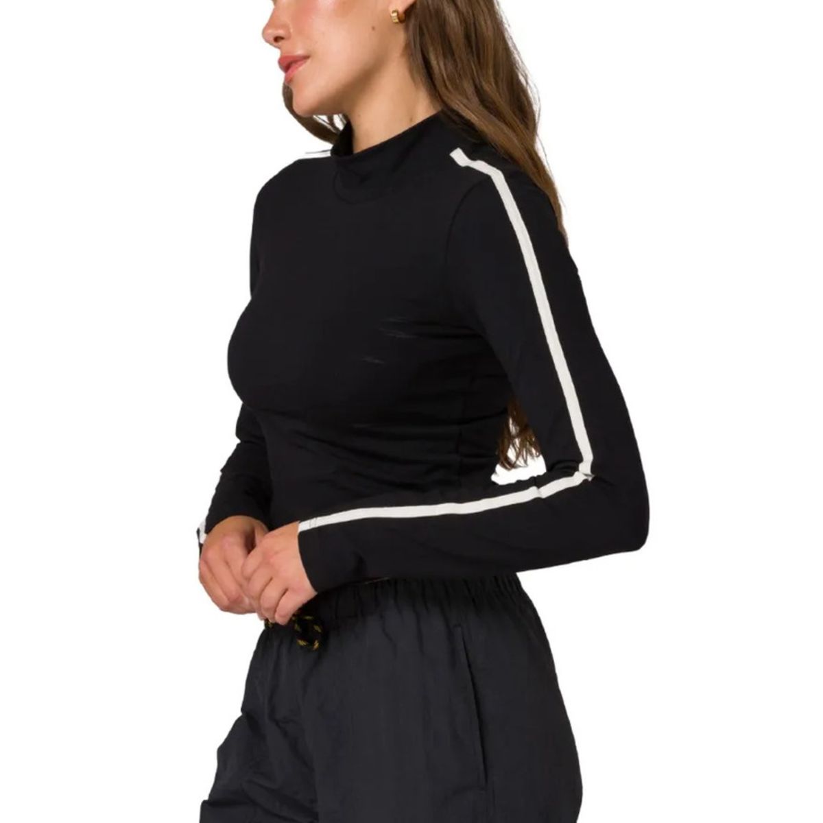 CAT - Camiseta CAT Mujer SPORTY MOCK NECK LS Negro CAT
