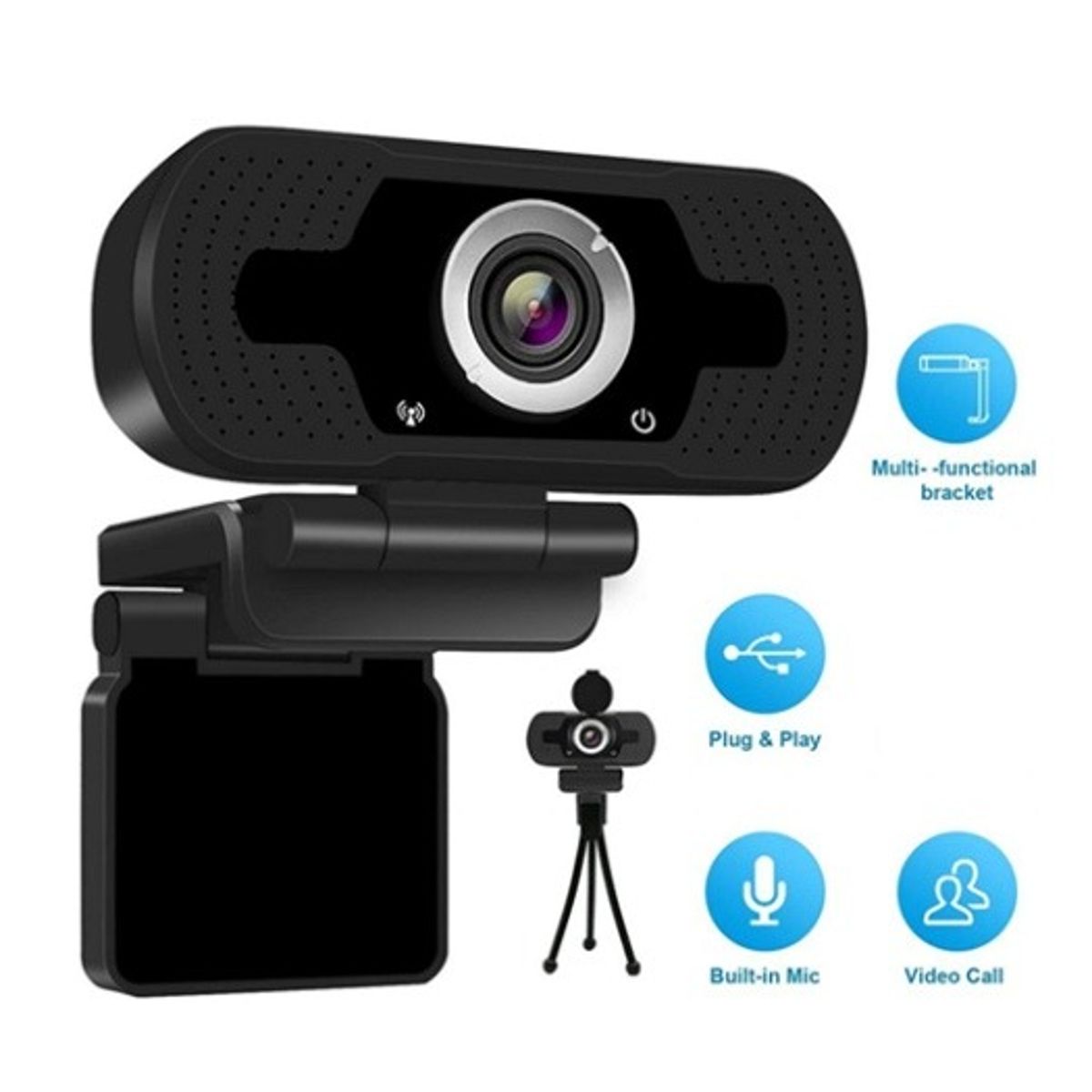 GENERICO - Webcam 2K Full HD 360° con Audio y Video USB para Streaming y Reuniones