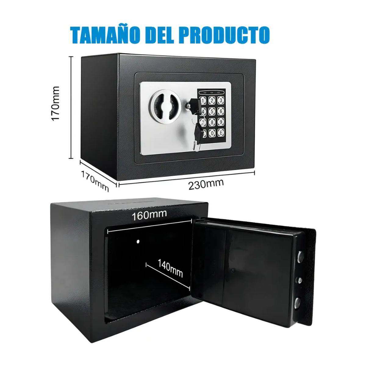 GENERICO - Caja Fuerte Electrónica Alta Seguridad Con Clave Digital Y Llave