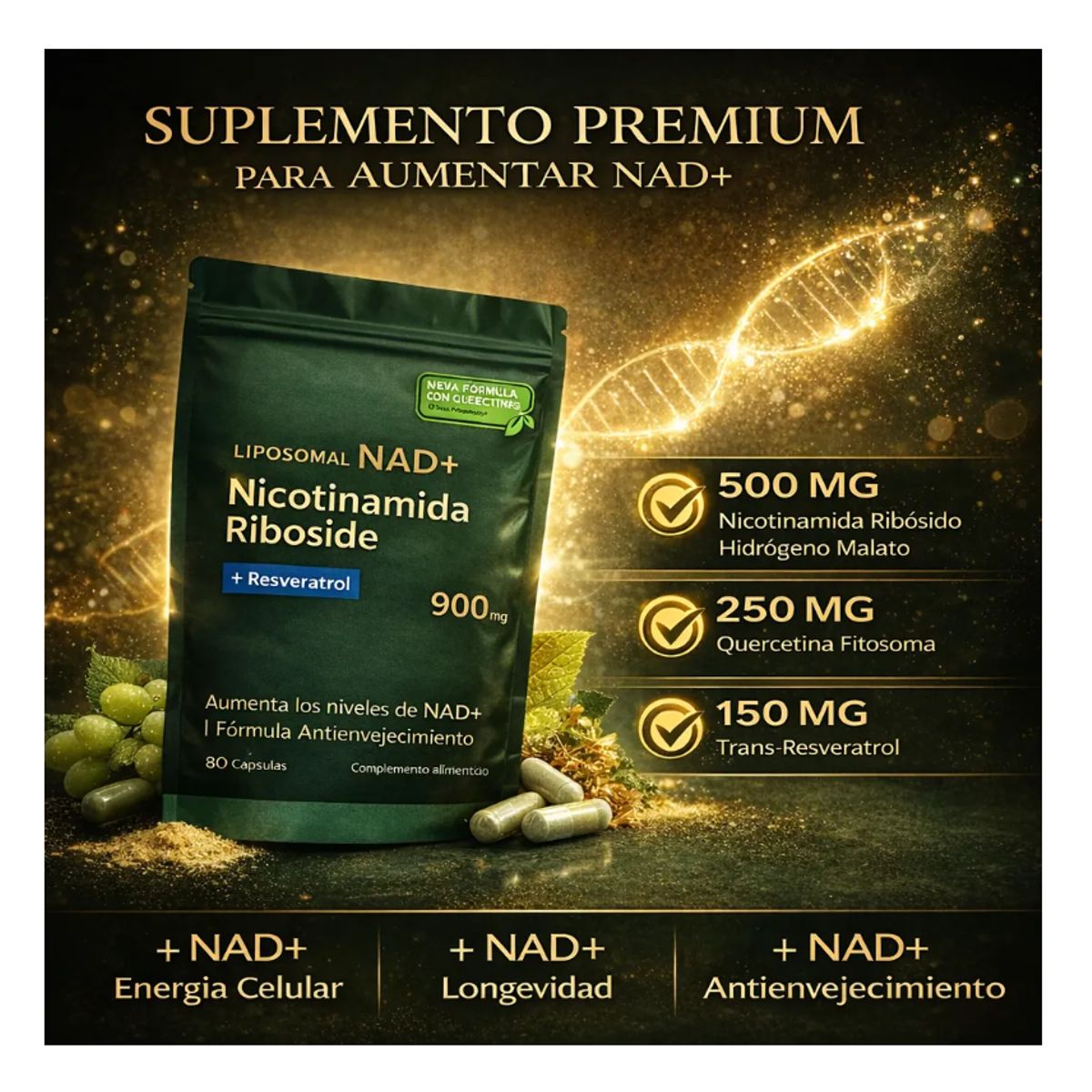 USA - Resveratrol Liposomal Avanzado  Boosts NAD 80 Capsules