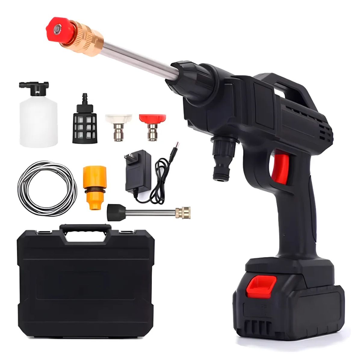 OEM - Hidrolavadora Inalambrica Portátil Recargable 2 Baterías Color Negro Frecuencia 50