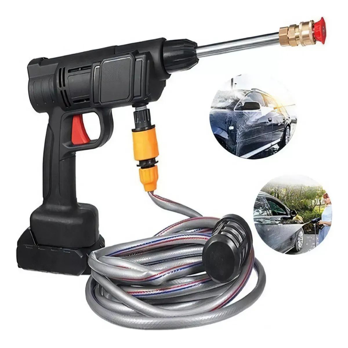 OEM - Hidrolavadora Inalambrica Portátil Recargable 2 Baterías Color Negro Frecuencia 50