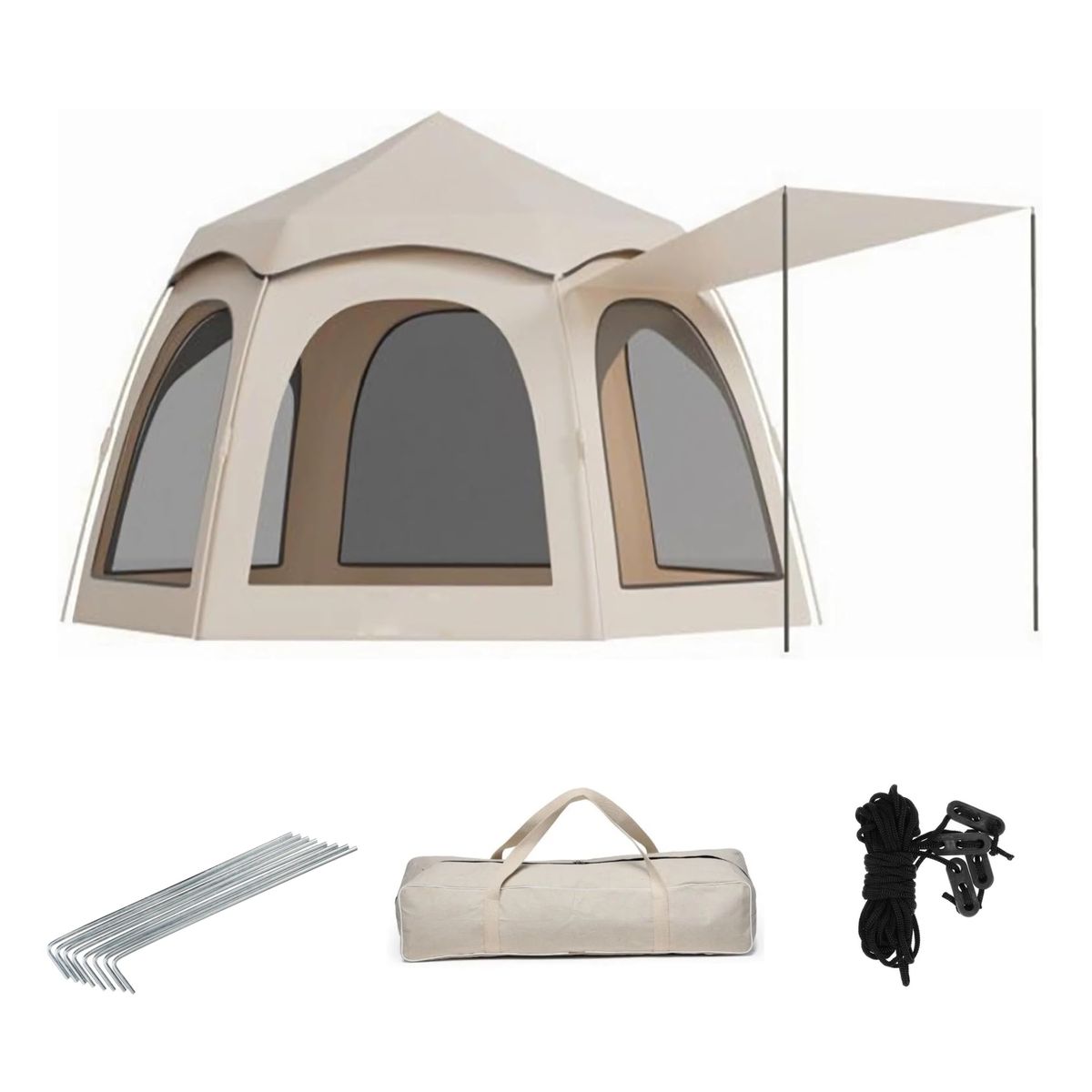 GENERICO - Carpa Camping Armable Impermeable3-8personas Aire Libre Gris