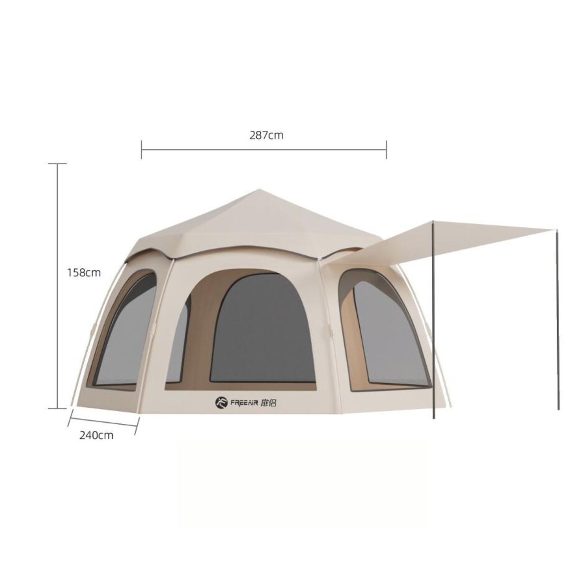 GENERICO - Carpa Camping Armable Impermeable3-8personas Aire Libre Gris