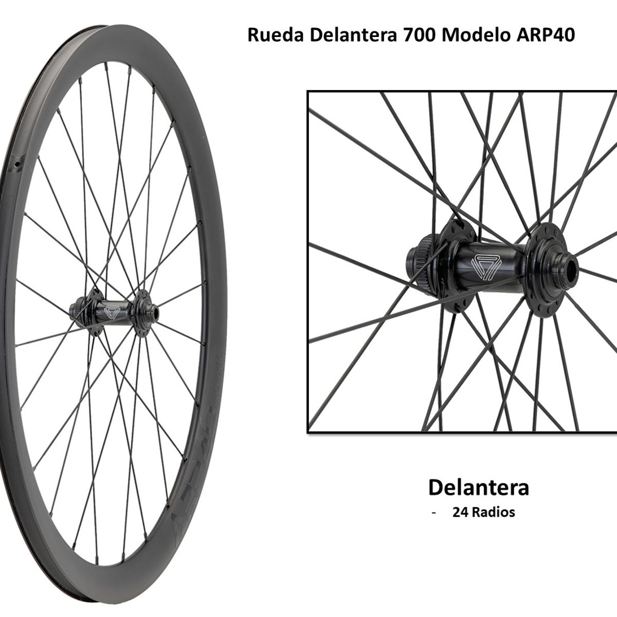 GW - Rueda Bicicleta Ruta 700 Disco Gw Arp 40 24h 8-12v Pasante Negro
