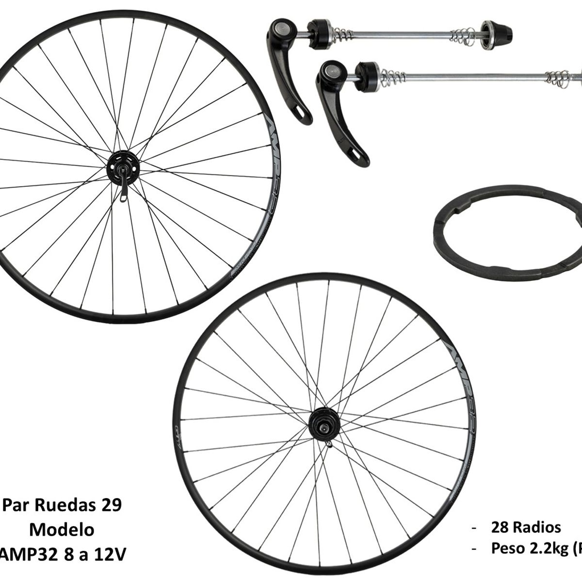 GW - Rueda Bicicleta Mtb 29 Gw Pro Disc Amp32 Puntilla 8/12v Negro