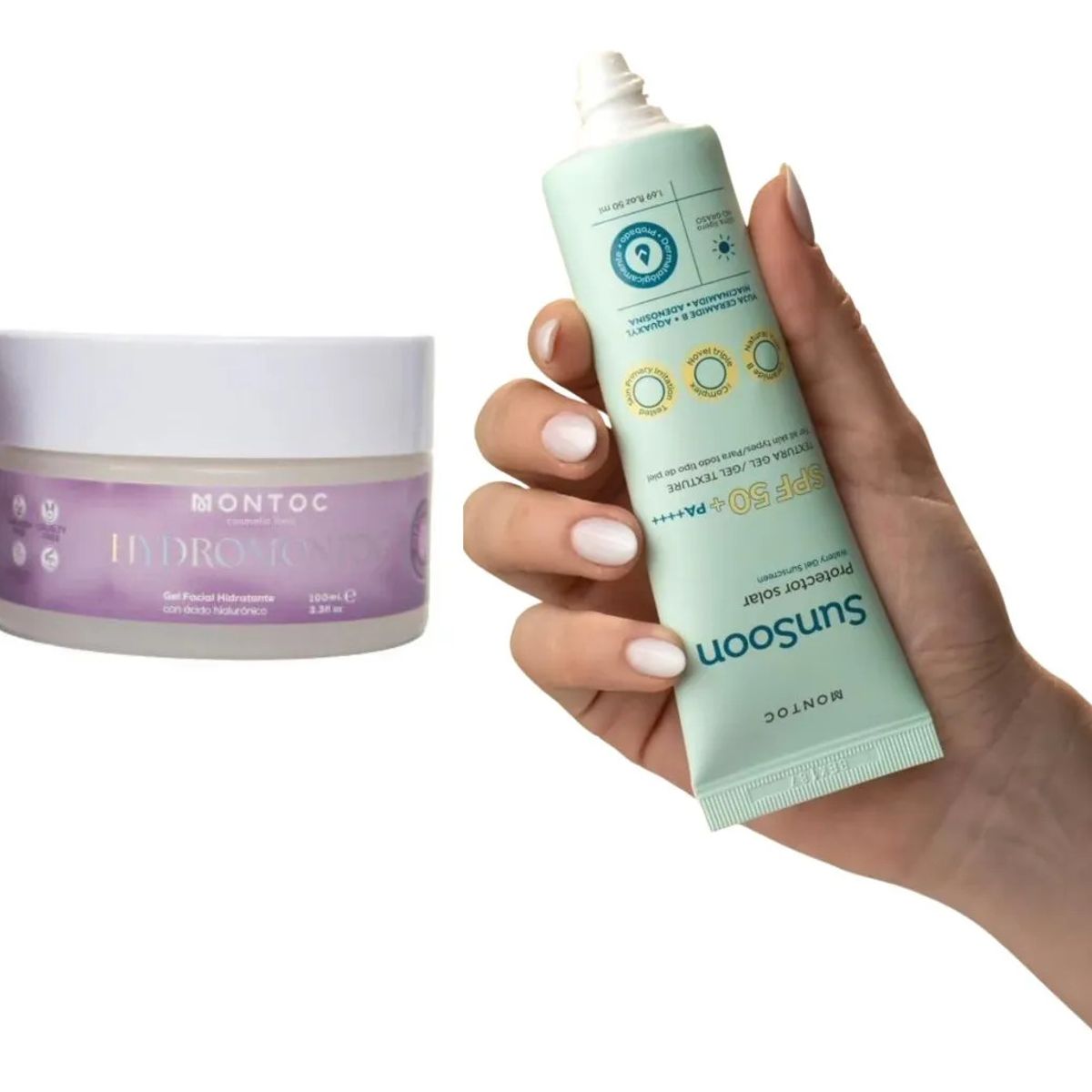 MONTOC MAKEUP - Acido Hialuronico Facial Gel Protector Solar Fps 50 Hidrata