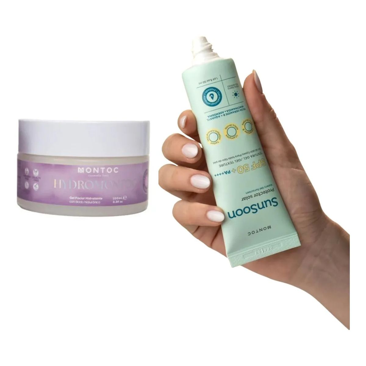 MONTOC MAKEUP - Acido Hialuronico Facial Gel Protector Solar Fps 50 Hidrata