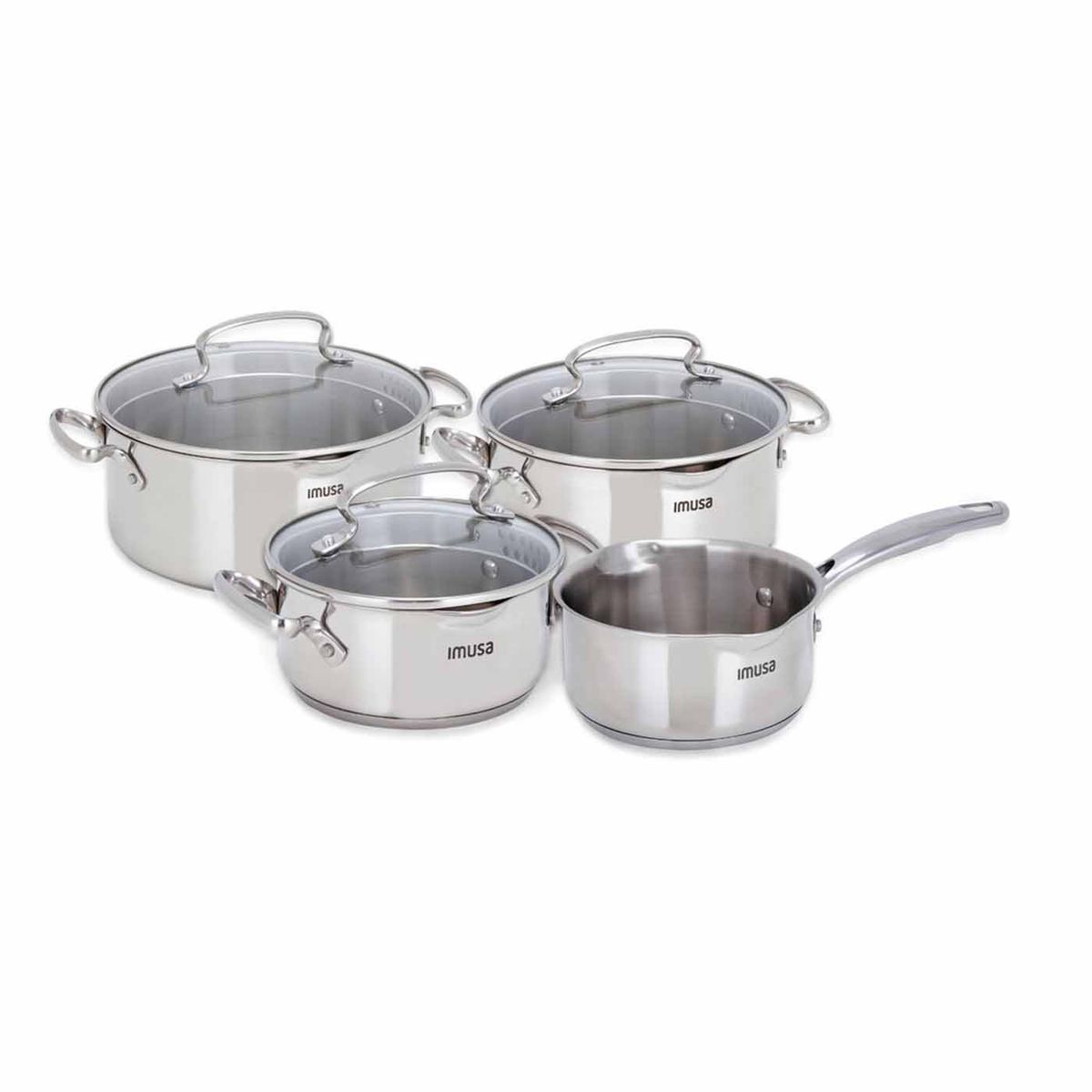 IMUSA - Juego de Ollas IMUSA Maestro 7 Piezas Acero Inoxidable