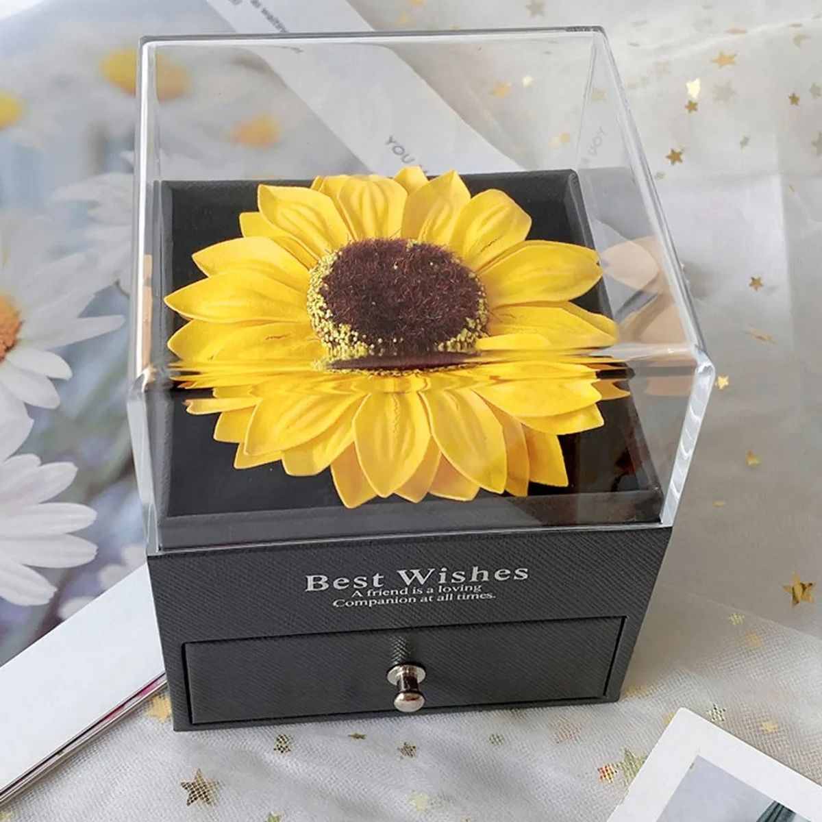 GENERICO - Collar Girasol Giratorio Antiestrés Mujer Lujo Caja Regalo