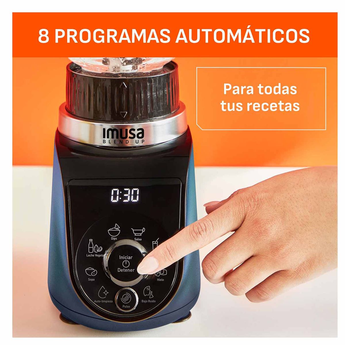 IMUSA - Licuadora Personal IMUSA Blend Up de 1000W con 8 Programas Automáticos