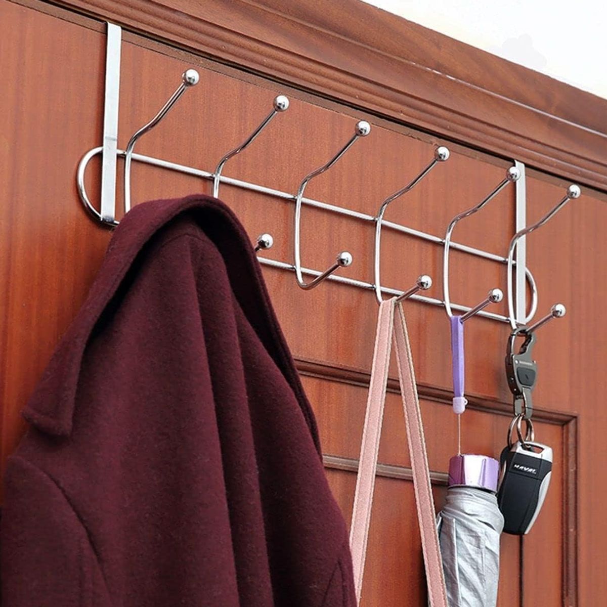 GENERICO - Perchero Metalico De Puerta 6 Ganchos Bolsos Ropa Organizado