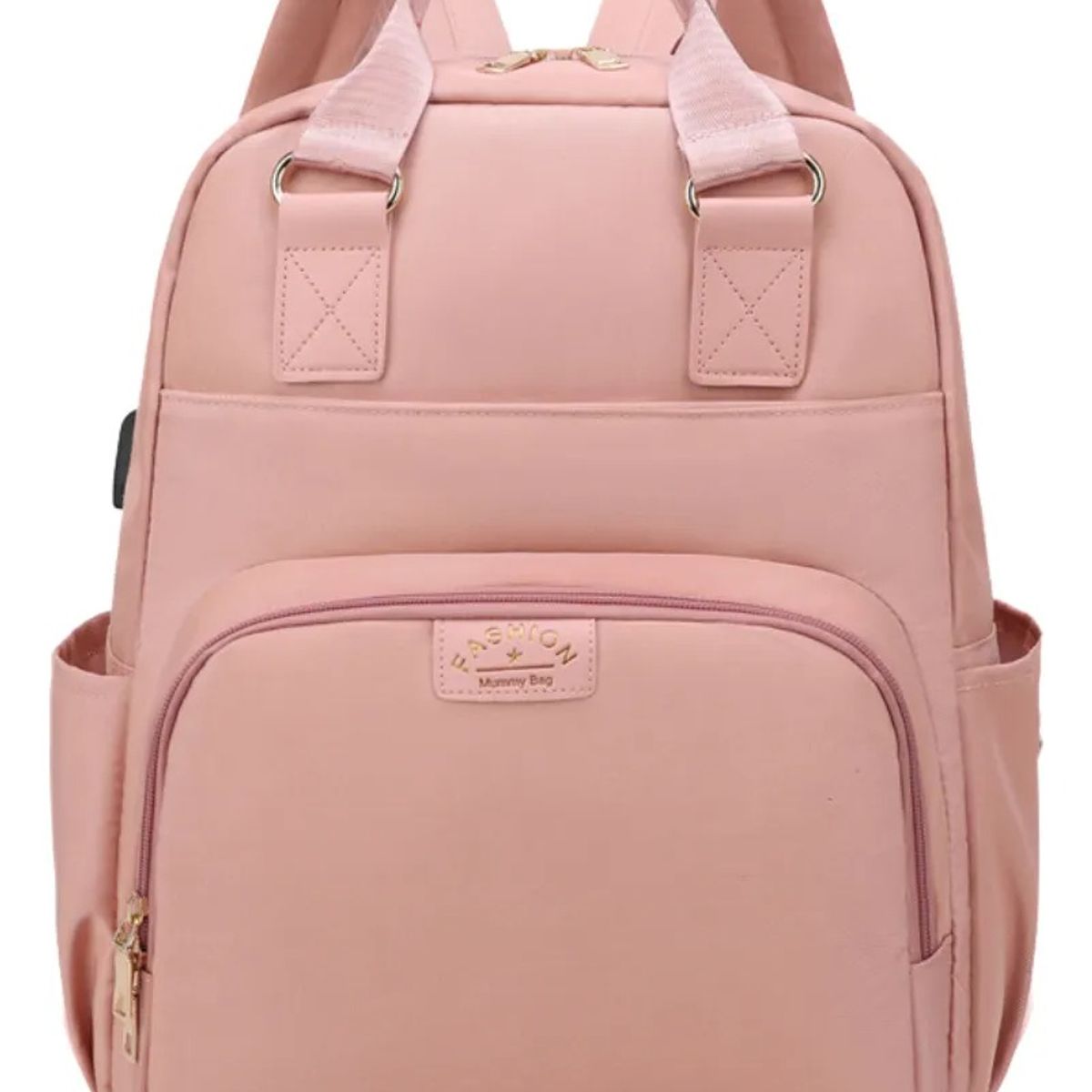 GENERICO - Bolso Pañalera Multifuncional Bebe Moderno Con Puerto Usb Rosado