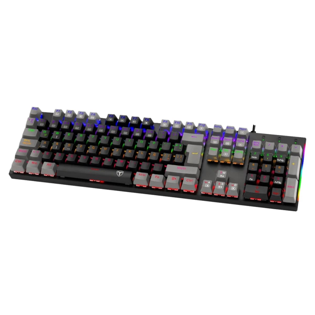 T-DAGGER - Teclado Gamer Mecánico T-Dagger Naxos T-TGK310 Rainbow Switch Red  Negro-Gris