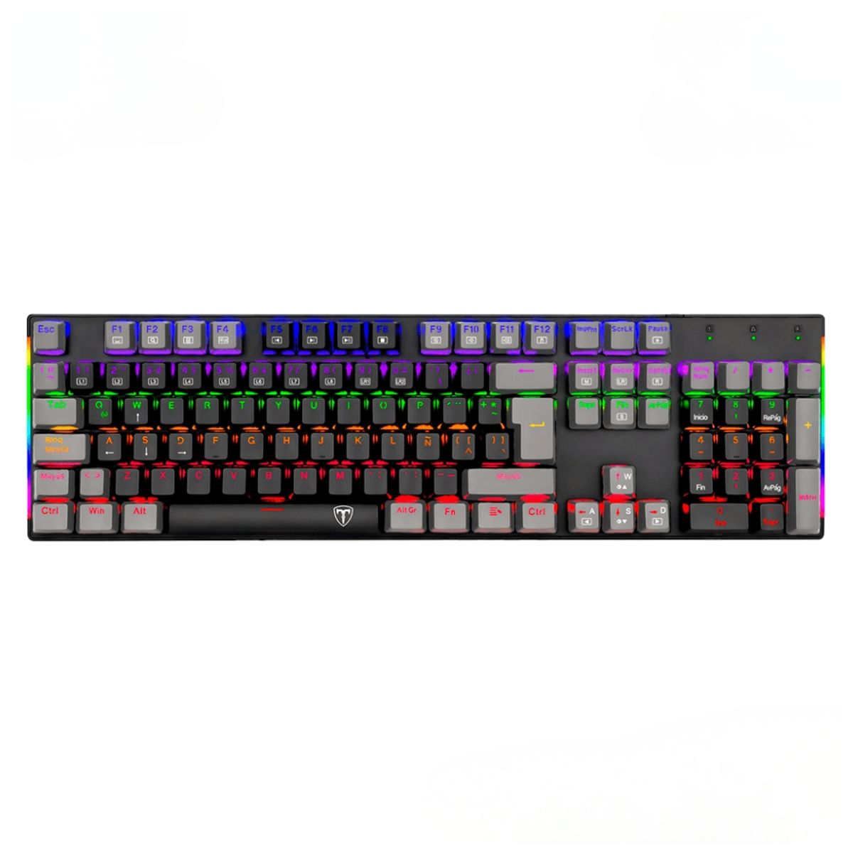 T-DAGGER - Teclado Gamer Mecánico T-Dagger Naxos T-TGK310 Rainbow Switch Red  Negro-Gris