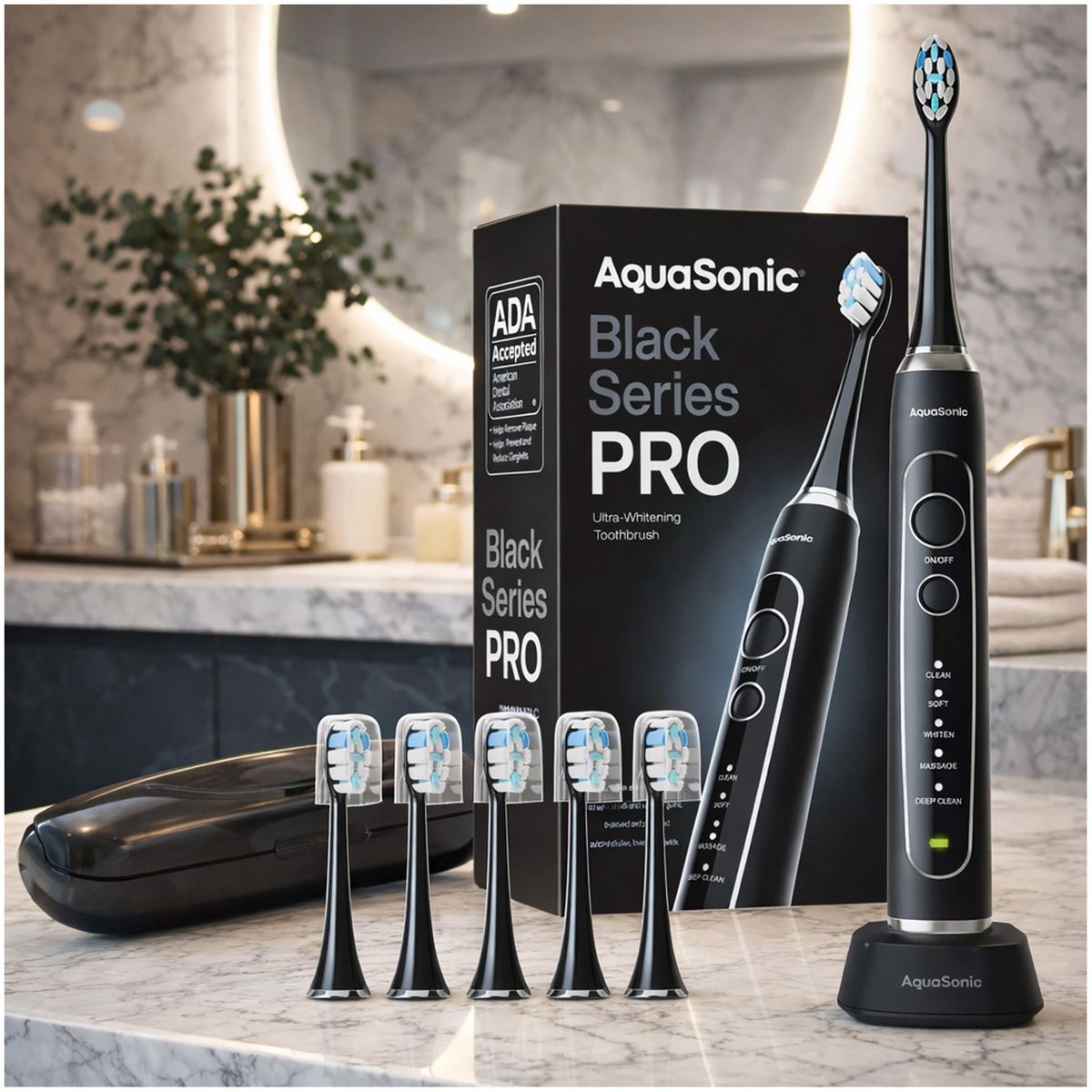 ONE PIXEL - Cepillo De Dientes Aquasonic Black Series 110V Electrico Blanqueador